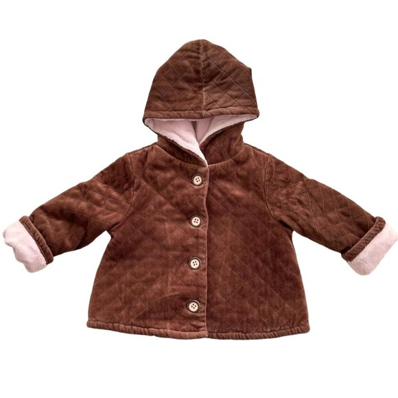 Gymboree Other - Gymboree Brown Quilted Plush Pink Fleece Lined Hooded Jacket Size 4T